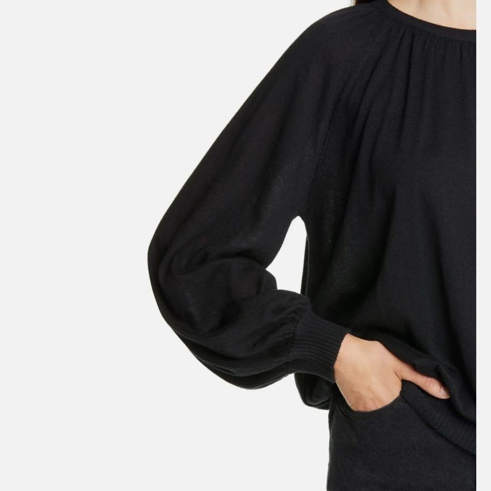 CO Cashmere Balloon Sleeve Sweater Black Medium - Picture 7 of 7